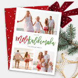 Mele Kalikimaka 3 Photo Collage Modern jul Julkort<br><div class="desc">Detta moderna minimalistiska tropiska helgdag-kort har 3 fotokollage och en hawaiisk julklapp hälsning "Mele Kalikimaka" i trendig, festive red och grönt push-manusjett calligraphy in the center. De flesta texter och bakgrunder kan ändras till valfri färg. Designade/ursprungliga teckningar efter tjock*fa*tin*i. Enkel att anpassa med ditt eget textmeddelande, namn, år, foto eller...</div>
