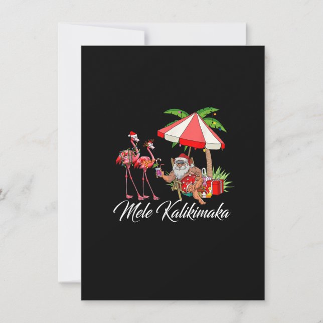 Mele Kalikimaka Aloha Hawaiian Flamingo Santa Chri Inbjudningar (Framsida)