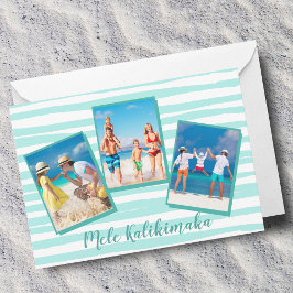 Mele Kalikimaka Beach Chic Teal Photo Julkort