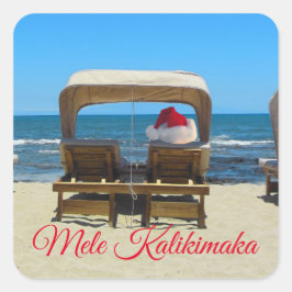 Mele Kalikimaka beach Fyrkantigt Klistermärke