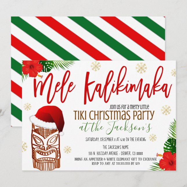Mele Kalikimaka Beach Julfest Inbjudan (Fram/baksida)