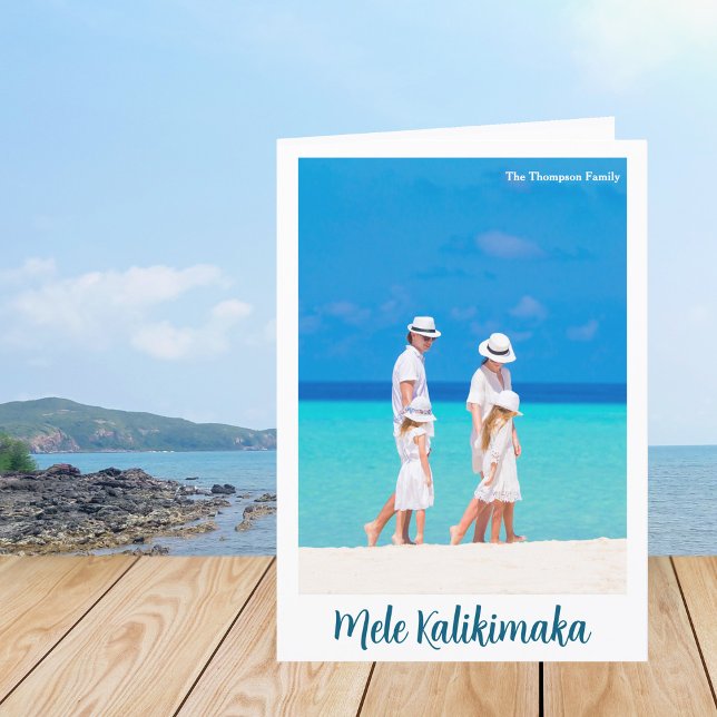 Mele Kalikimaka Beach Photo Family Brev Folded Helgkort (Skapare uppladdad)