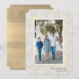 Mele Kalikimaka Beige Photo Helgdag Card Inbjudningar