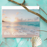 Mele Kalikimaka Benice Beach-jul Helg Vykort<br><div class="desc">I dessa söt vykort för havsviken finns ett fantastiskt kustnära sjölandskap vid soluppgången med en underbar typografi som lyder Mele Kalikimaka. Ett sött Hawaiiskt sätt att säga God jul i stil. Ta mig till stranden den här helgdag.</div>