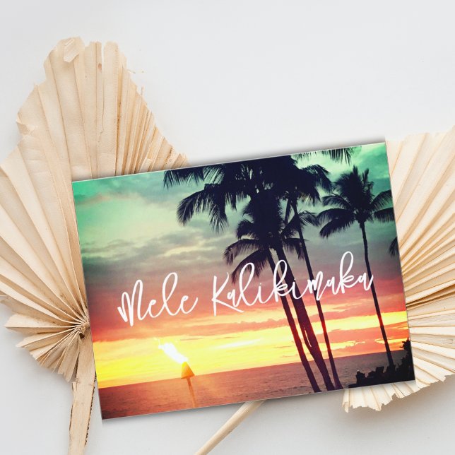 Mele Kalikimaka Bevackra Hawaiian Sunset Helgdag Kort (Skapare uppladdad)