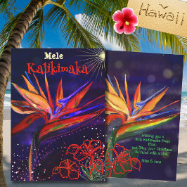Mele Kalikimaka Bird of Paradise Hawaiian Julkort