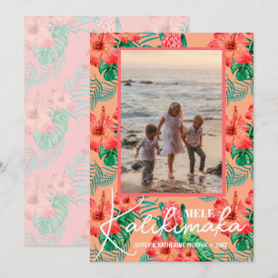 Mele Kalikimaka Blommigt jul Photo Julkort