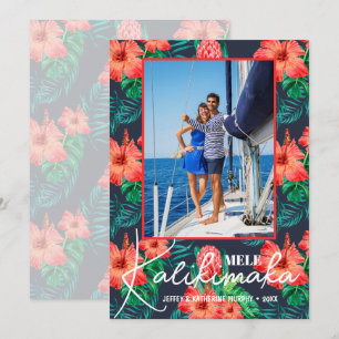 Mele Kalikimaka Blommigt Photo jul Julkort