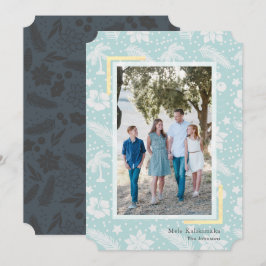 Mele Kalikimaka Blue Photo Helgdag Card Inbjudningar