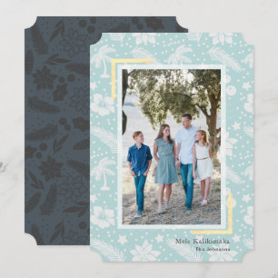 Mele Kalikimaka Blue Photo Helgdag Card Inbjudningar