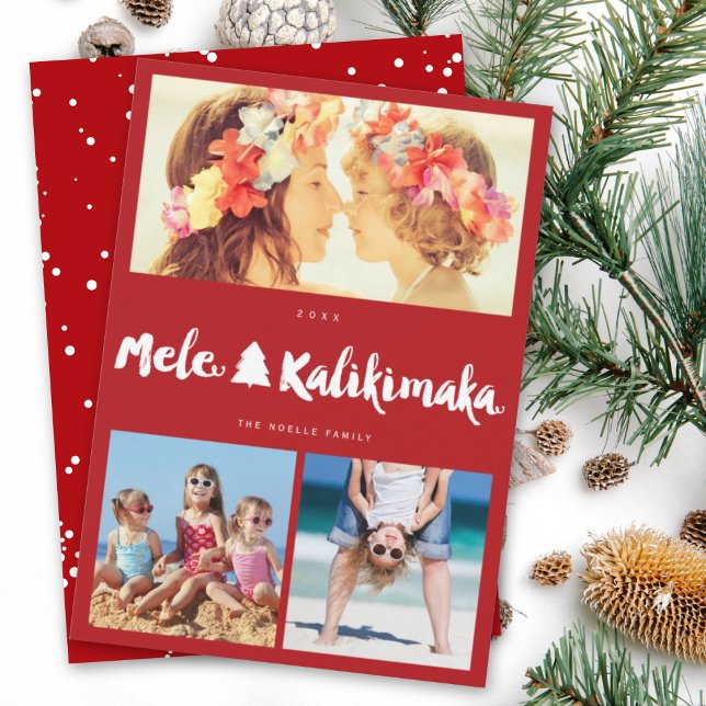 Mele Kalikimaka Brush 3 Photo Collage jul Julkort (Skapare uppladdad)