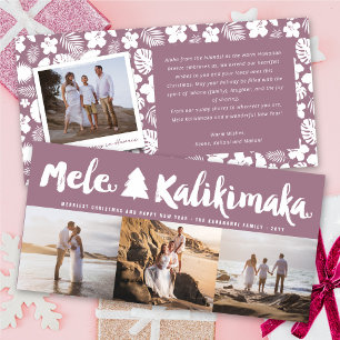 Mele Kalikimaka Brush Julgran 3 Multi Photo Julkort