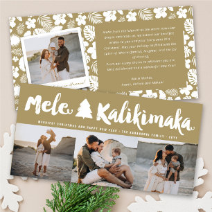 Mele Kalikimaka Brush Julgran 3 Multi Photo Julkort