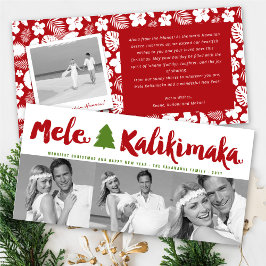Mele Kalikimaka Brush Julgran 3 Multi Photo Julkort