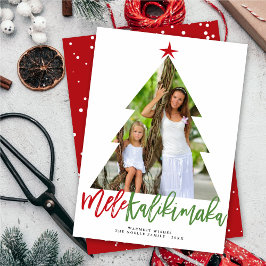 Mele Kalikimaka Brush Julgran Cutout Photo Julkort