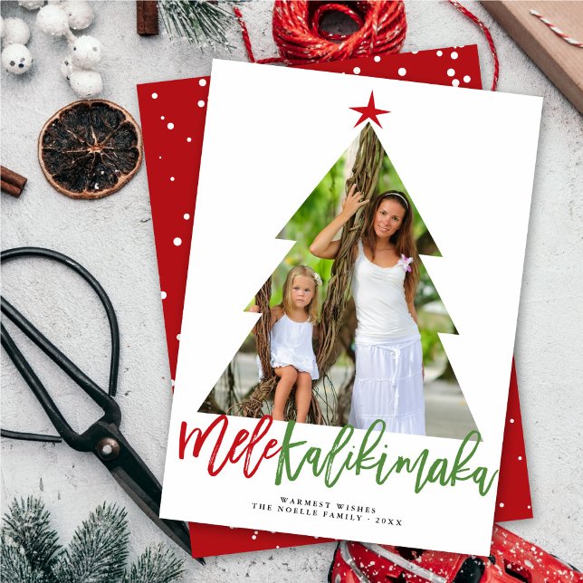 Mele Kalikimaka Brush Julgran Cutout Photo Julkort (Skapare uppladdad)