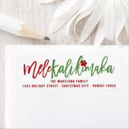 Mele Kalikimaka Brush Script jul Adress Returadress Etikett