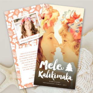 Mele Kalikimaka Brush Script Julgran Photo Julkort