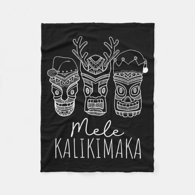 Mele Kalikimaka Christmas Hawaiian Santa Tiki Mask Fleecefilt (Framsidan)