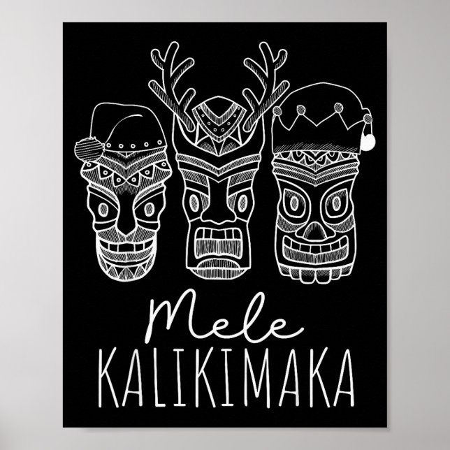 Mele Kalikimaka Christmas Hawaiian Santa Tiki Mask Poster (Framsidan)