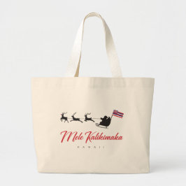 Mele Kalikimaka Christmas Santa with Hawaiian flag Jumbo Tygkasse