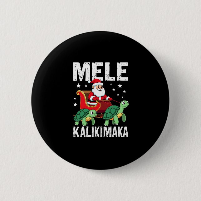 Mele Kalikimaka Christmas Shirt � Santa Sleigh Sea Knapp (Framsida)