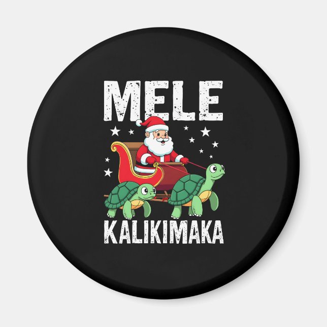 Mele Kalikimaka Christmas Shirt � Santa Sleigh Sea Magnet (Framsidan)