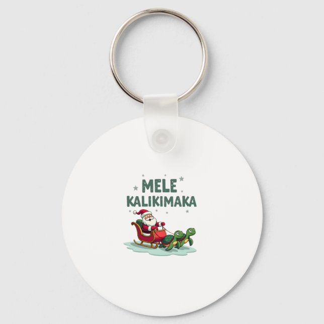 Mele Kalikimaka Christmas Shirt � Santa Sleigh Sea Nyckelring (Framsida)