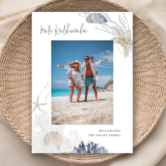 Mele Kalikimaka Coastal Helgdag Photo Card Julkort (Mele Kalikimaka Coastal Holiday Photo Card)