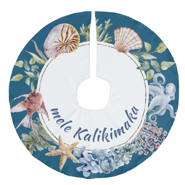 Mele Kalikimaka Coastal Tropical Theme jul Julgransmatta Fusklinne (Framsidan)