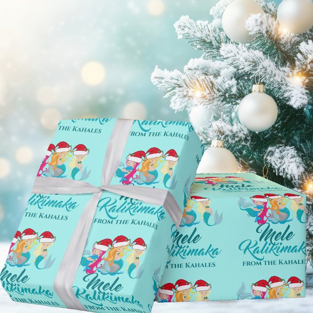 Mele Kalikimaka Cute Anpassningsbar Sjöjungfru jul Presentpapper (Skapare uppladdad)