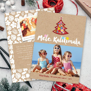 Mele Kalikimaka Cute Flowers Julgran Photo Julkort
