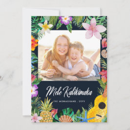 Mele Kalikimaka Elegant Tropical jul Photo Julkort