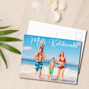 Mele Kalikimaka Family Photo Beach Cute jul Vykort