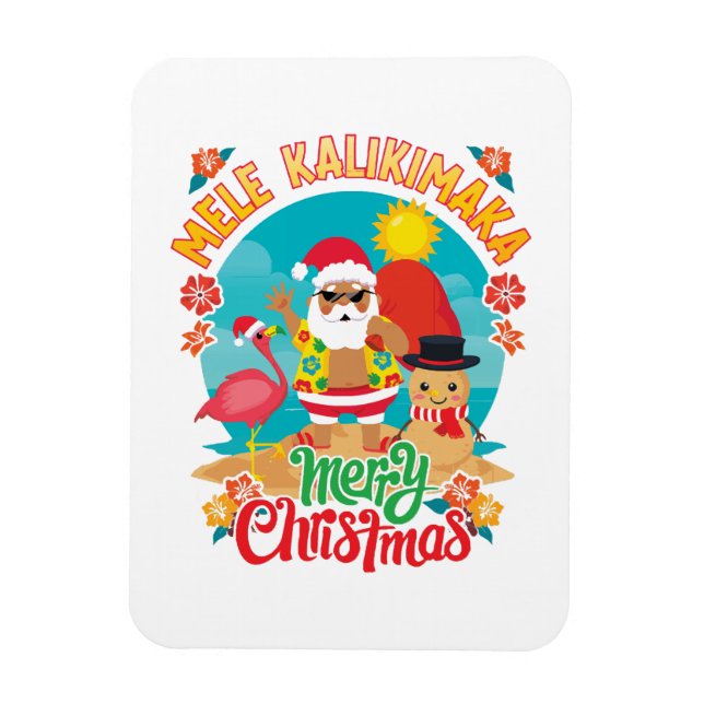 Mele Kalikimaka för en Bright Hawaiian-jul Magnet (Vertikal)