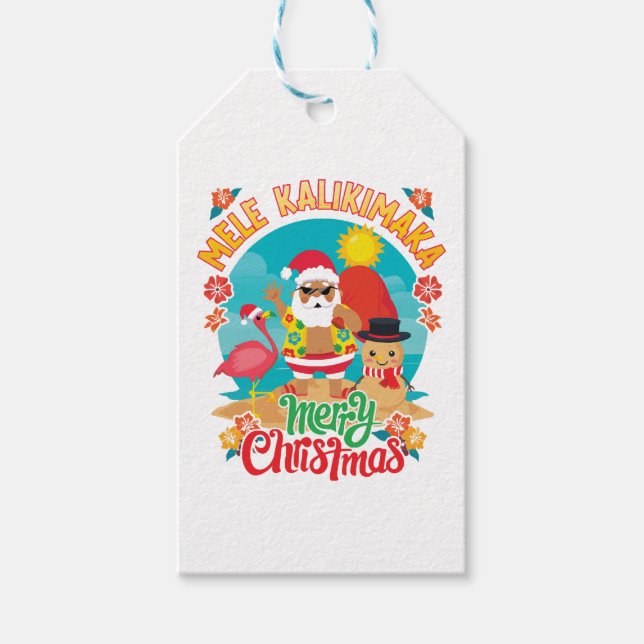 Mele Kalikimaka för en Bright Hawaiian-jul Presentetikett (Framsidan)
