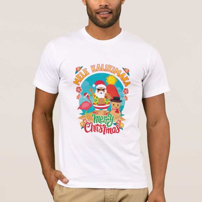 Mele Kalikimaka för en Bright Hawaiian-jul T Shirt (Framsida)