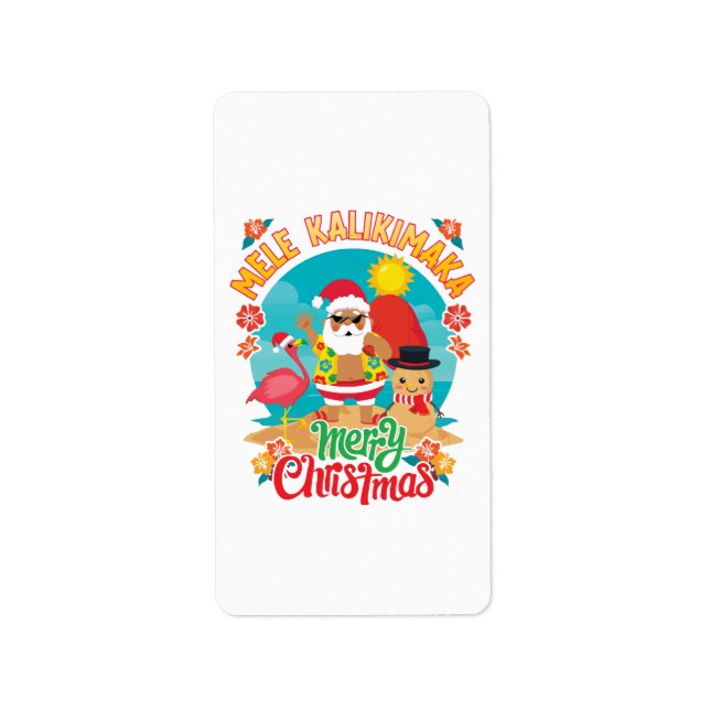 Mele Kalikimaka för en ljus hawaiiansk jul Adressetikett (Framsidan)