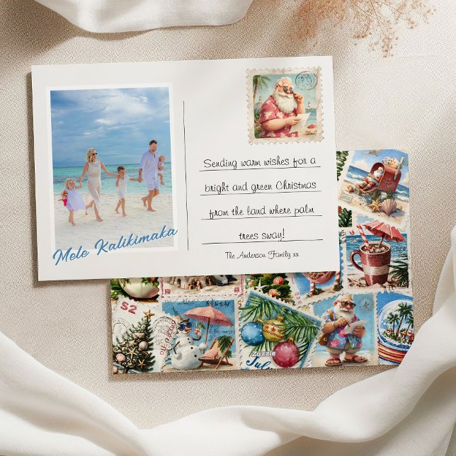 Mele Kalikimaka Foto Tropiska Frimärken Julkort (Skapare uppladdad)