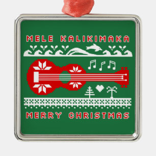 Mele Kalikimaka ful tröja (som är röd på grön Julgransprydnad Metall
