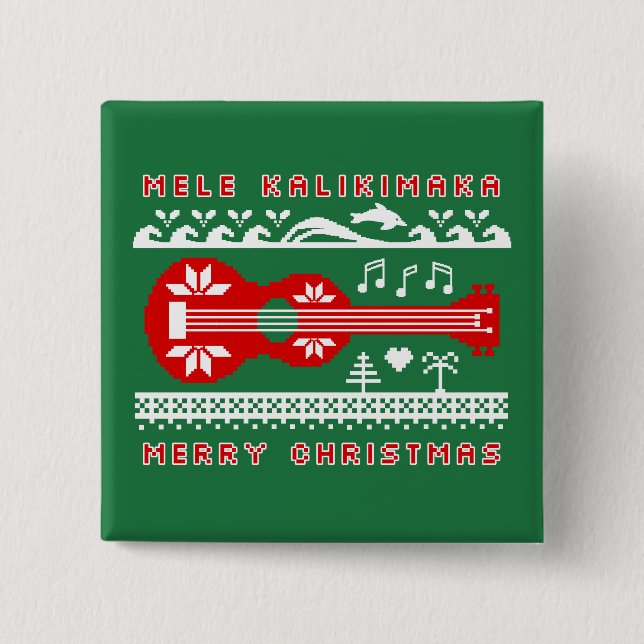Mele Kalikimaka ful tröja (som är röd på grönt) Knapp (Framsida)