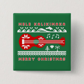 Mele Kalikimaka ful tröja (som är röd på grönt) Knapp