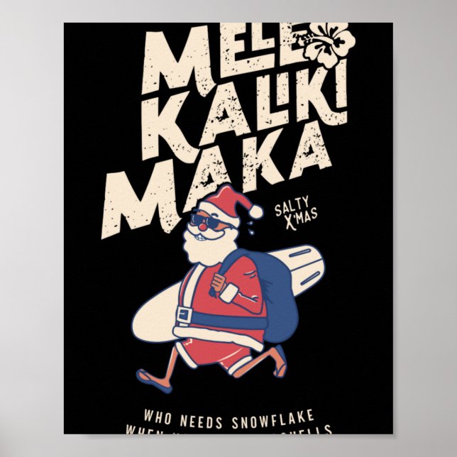 Mele Kalikimaka Funny Santa Hawaiian Christmas T S Poster (Framsidan)