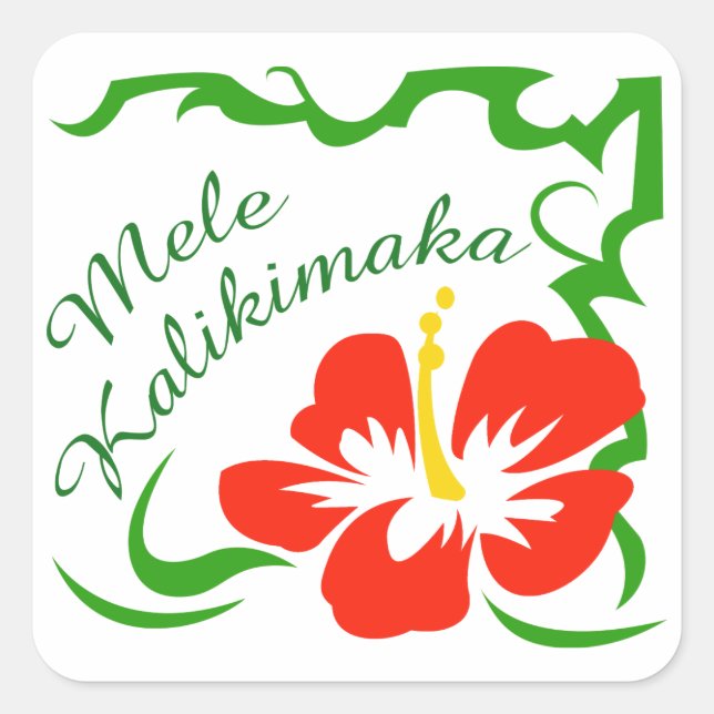 Mele Kalikimaka Fyrkantigt Klistermärke (Framsida)