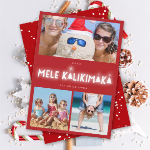 Mele Kalikimaka Glow 3 Photo Collage jul Julkort