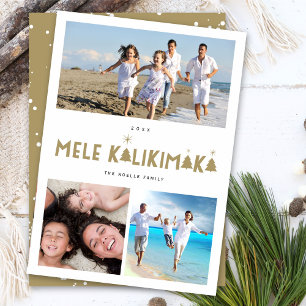Mele Kalikimaka Glow 3 Photo Collage jul Julkort