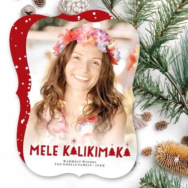 Mele Kalikimaka Glow Modern Julgranar Photo Julkort (Skapare uppladdad)