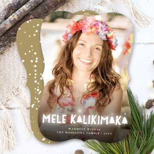 Mele Kalikimaka Glow Stars Modern julfoto Julkort