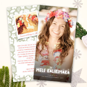 Mele Kalikimaka Glow Stars Modern julfoto Julkort