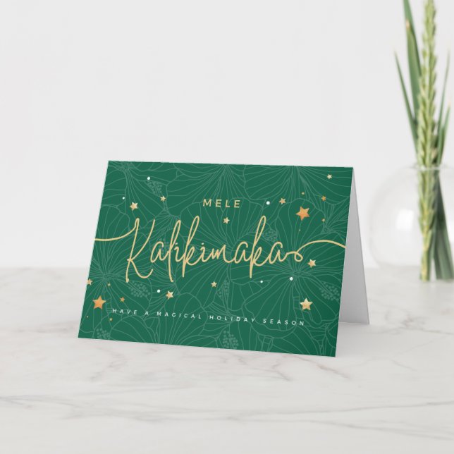 Mele Kalikimaka God jul Grönt Tack Kort (Framsida)
